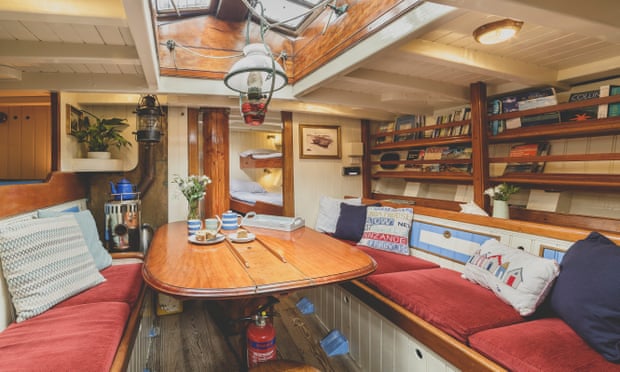The ship's galley and living quarters where tea and cakes are served.