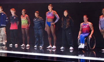 Athletes pose at Nike’s showcase for its Olympic uniforms last week