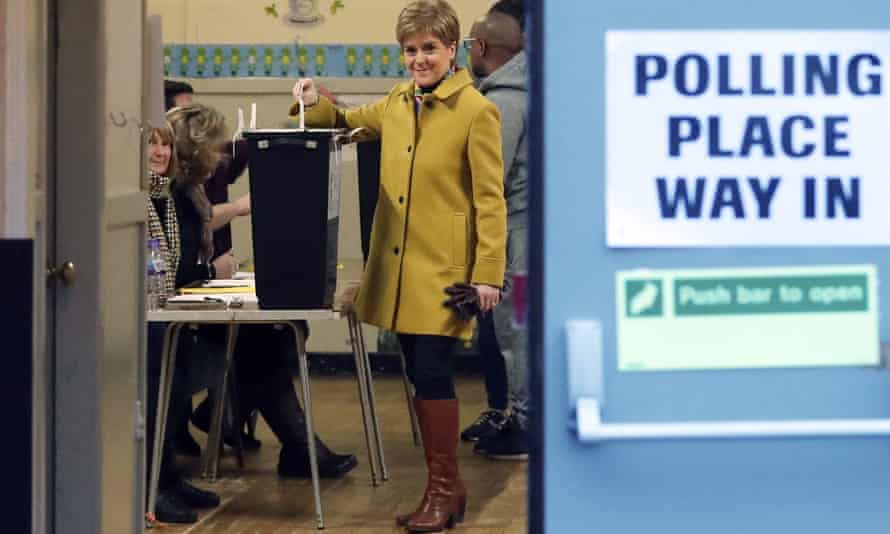 Scottish First Minister Nicola Sturgeon casts her vote in Glasgow