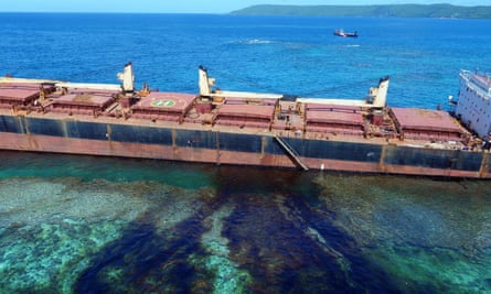 A bulk carrier, hired by BMSI, attempting to load bauxite ran aground and spilled huge quantities of oil into the sea.