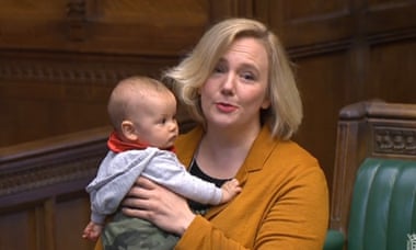 Labour MP Stella Creasy in the Commons with her baby daughter.
