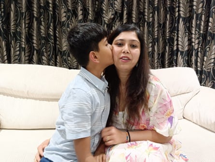 Shweta Parihar with her 11-year-old son.