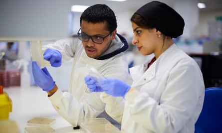 Students working in the lab at the University of Leicester