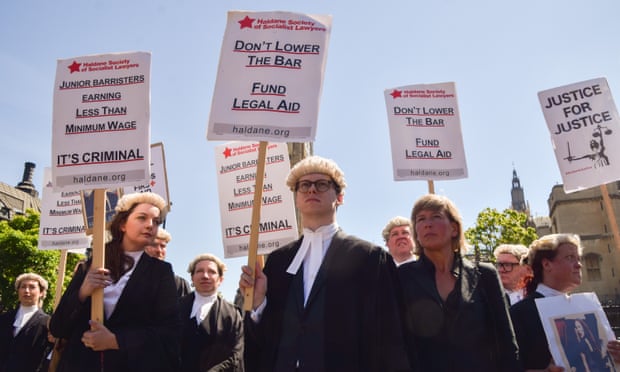 Barristers stage demonstrating in Parliament Square.