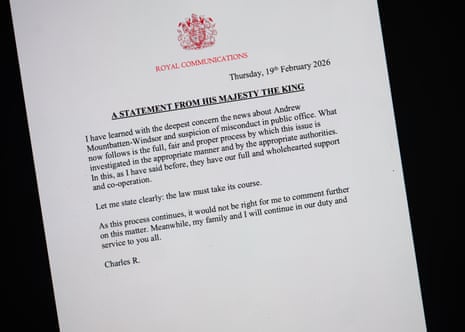 A photo illustration of the king's statement.