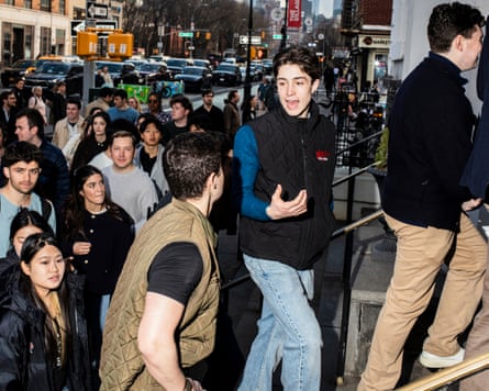 Young group entering a church