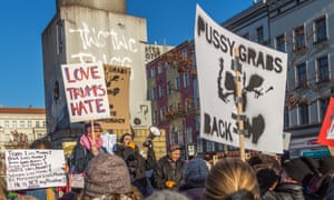 Feminists, queer and transgender activists gather to protest against Donald Trump.