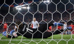 Yann Sommer saves Jorginho’s penalty during the World Cup 2022 qualifier between Switzerland and Italy at Basel’s St Jakob-Park.