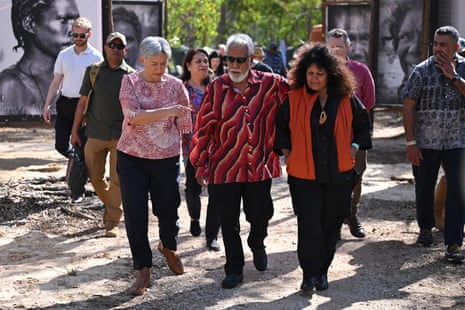 (L-R) Penny Wong, Kay Rala Xanana Gusmão and Malarndirri McCarthy at the Garma festival on Saturday.