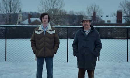 Dominic Sessa and Paul Giamatti in Alexander Payne’s The Holdovers