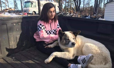 Maleah Ballejos reunited with her dog Kingston in Paradise, California.