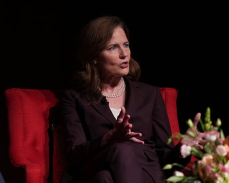 Amy Coney Barrett speaks during an event at the LBJ Library in Austin, Texas, 18 September 2025.