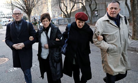 Kevin Maxwell, Christine Maxwell, Isabel Maxwell and Ian Maxwell, the brothers and sisters of Ghislaine Maxwell, arrive at court in Manhattan in December 2021.