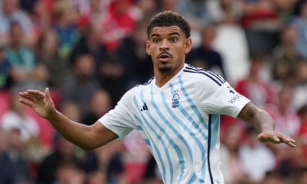 Morgan Gibbs-White in preseason action for Nottingham Forest.