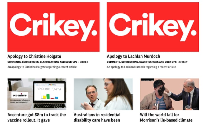 Crikey Kicks Off Fortnight Of Apologising To Lachlan Murdoch And Christine Holgate Amanda Meade The Guardian Crikey Kicks Off Fortnight Of Apologising To Lachlan Murdoch And Christine Holgate Amanda Meade The Guardian