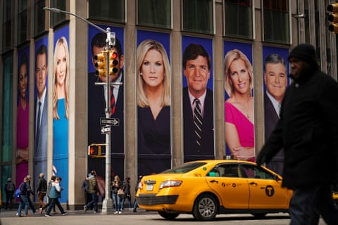 Fox News personalities adorn the News Corp building