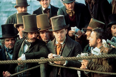 Daniel Day-Lewis (second left, front) and Leonardo DiCaprio (centre, front) in Gangs of New York.