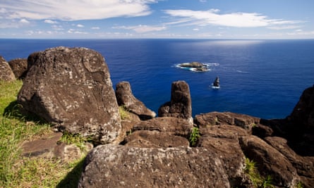 Moai at Orongo, Easter Island, South Pacific.