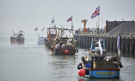 Boats gather in Whitstable to protest a Brexit transition deal that would see Britain continue to adhere to the Common Fisheries Policy after leaving the EU