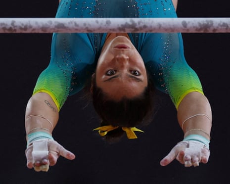 Australia’s Georgia Godwin successful enactment connected the uneven bars during the women’s all-around final