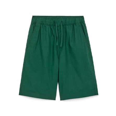 Green Relaxed Cotton Shorts on a white background