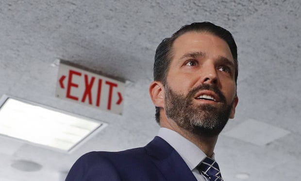 Donald Trump Jr., the son of President Donald Trump, is seen leaving after having met privately with members of the Senate Intelligence Committee on Capitol Hill on Washington, Wednesday, June 12, 2019 (AP Photo/Pablo Martinez Monsivais)