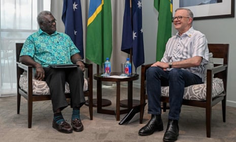 Solomon Islands Prime Minister Manasseh Sogavare and Australia's Prime Minister Anthony Albanese