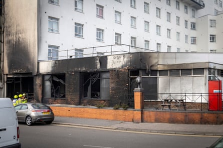 Fire damage at the hotel.