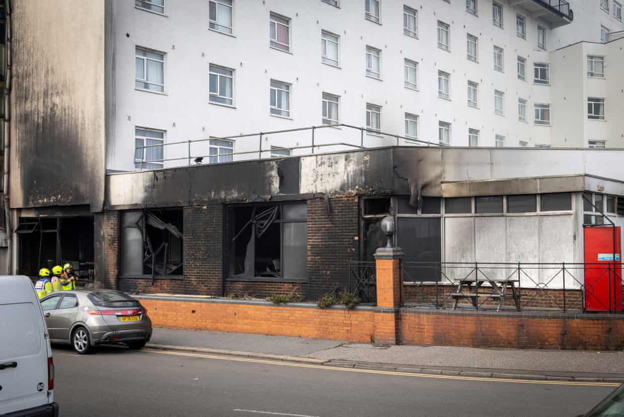 Fire damage at the hotel.