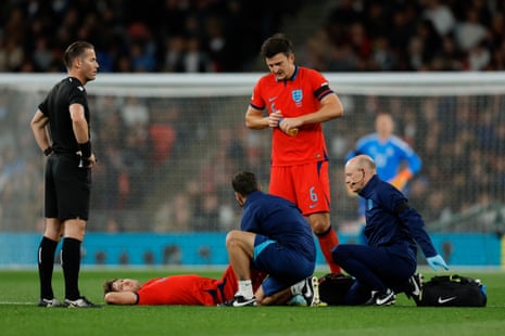 England v Germany: Nations League – live updates | Nations League 1 John Stones lies injured.