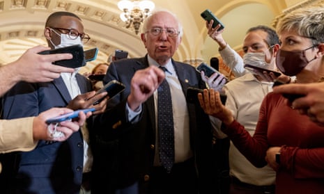 Bernie Sanders leaves a Democratic strategy meeting at the Capitol on Tuesday.