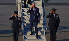 Joe Biden departs Air Force One on 9 May 2024.