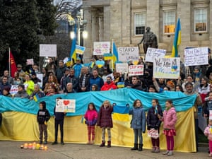 People demonstrate in support of Ukraine in Raleigh, North Carolina