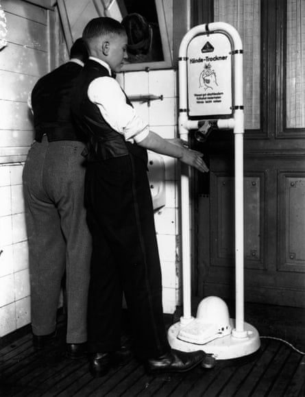 An early pedal-operated hand dryer