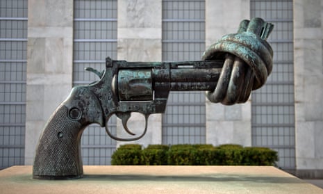 The ‘knotted gun’ sculpture outside the United Nations headquarters in New York