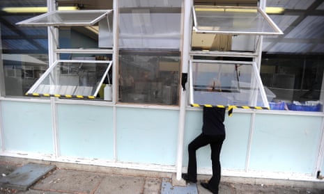 Tatty windows on a school building