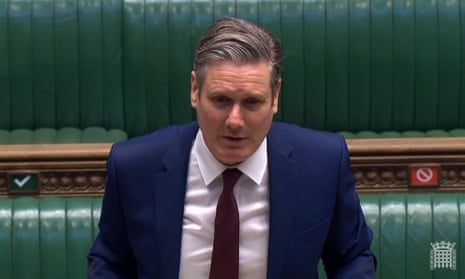 Opposition party leader Keir Starmer speaking during PMQs in London.
