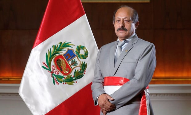 Héctor Valer poses for a photograph after being named prime minister by Peru's president, Pedro Castillo, in Lima on 1 February.