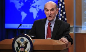 Elliot Abrams speaks to reporters during a news conference at the state department in Washington DC on 25 January. 4439.jpg?width=300&quality=85&auto=forma