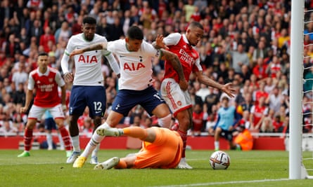 Gabriel Jesus bundles the ball home to restore Arsenal’s lead against Spurs