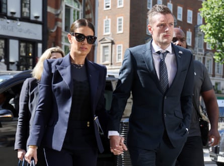 Rebekah Vardy and Jamie Vardy arrive at Royal Courts of Justice, Strand on May 17, 2022 in London, England.