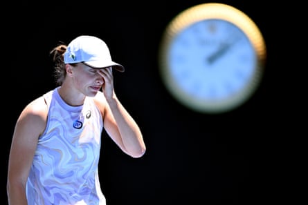 Elena Rybakina stuns world No 1 Iga Świątek to reach Australian Open quarter-finals | Australian Open 2023 2 Iga Świątek reacts after falling to defeat.