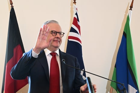Anthony Albanese addresses members of the Labor caucus during a meeting at Parliament House on Monday morning.