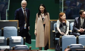 Jacinda Ardern Makes History With Baby Neve At Un General Assembly World News The Guardian