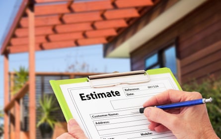 Hand writing an estimate for home renovation