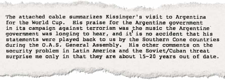A state department memorandum from 1978 relating to Kissinger and human rights in Latin America and Argentina.