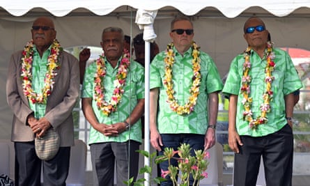 Fiji’s prime minister Sitiveni Rabuka, New Caledonia’s President Louis Mapou, Australia’s prime minister Anthony Albanese and Kiribati’s President Taneti Maamau.