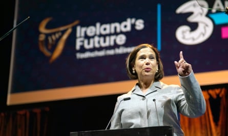 ‘We look to an Ireland beyond partition’ … Sinn Féin leader Mary Lou McDonald addresses the Ireland Future’s conference.