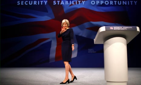 May after delivering her keynote speech to delegates during the Conservative party conference, 6 October 2015.