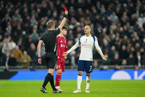 Xavi Simons is sent off